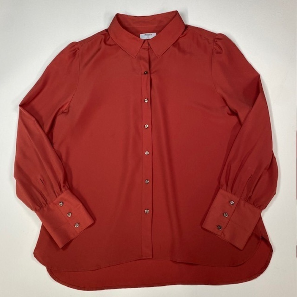 UNTUCKit Francine Shirt Womens 14 Red Long‎ Sleeve Button Down Blouse Top